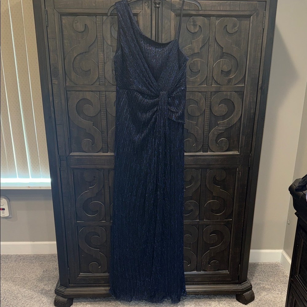 Adrianna Papell Midnight Blue One-Shoulder Dress